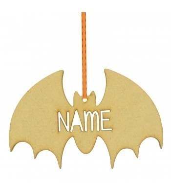 Laser Cut Personalised Halloween Bauble Stencil Font Name - Bat Design